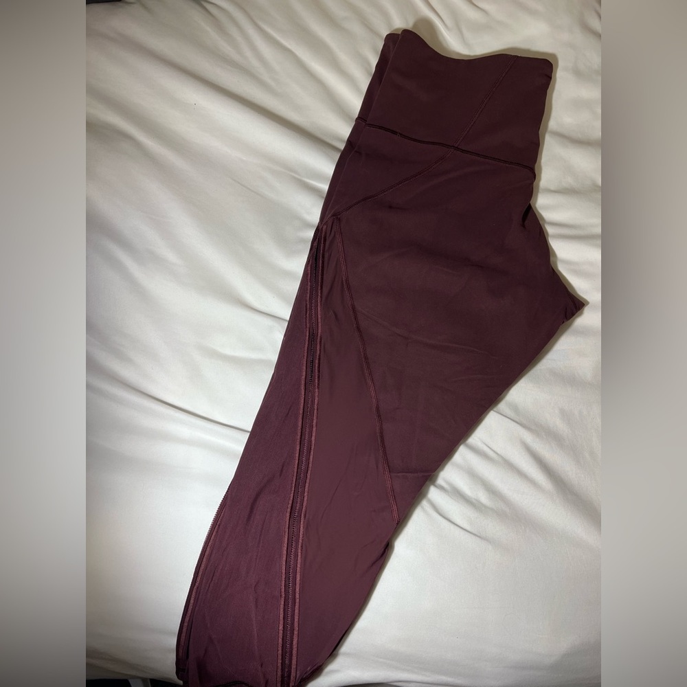 Athleta mesh leg leggings maroon